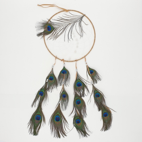 Wholesale - 23 cm round Peacock Feathers Dreamcatchers