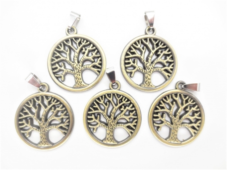 Tree of Life pendant set of 5 Bronze