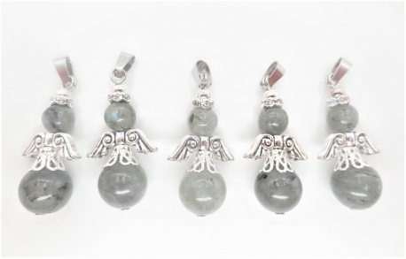 Angel gemstone pendant set (5pc) - labradorite