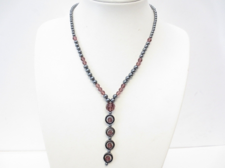  Hematite crystal necklace long bordeaux