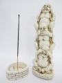 Wholesale - Hear, See, Silence Buddha Incense Tower white