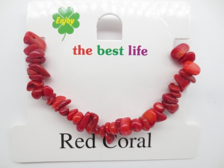 Thin gemstone bracelets Red Coral (12 pcs)